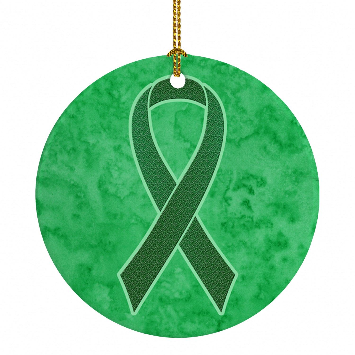 Kelly Green Ribbon for Kidney Cancer Awareness Ceramic Ornament Christmas Tree Hanging Decorations for Home Christmas Holiday, Party, Gift, 3 in, Multicolor