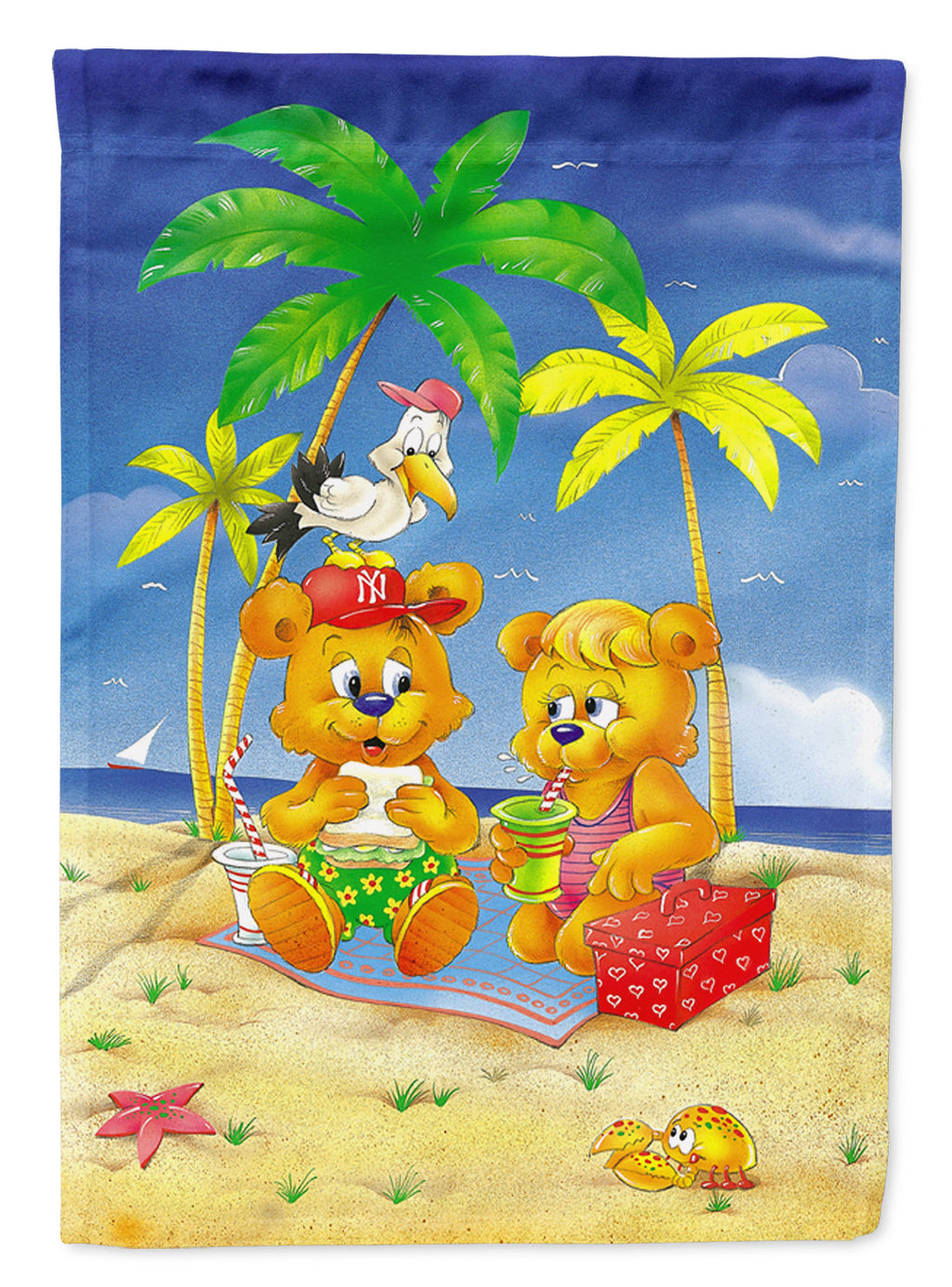 Teddy Bears Picnic on the Beach Garden Flag Mailbox Decorative Yard Banner Outside Patio Artwork for Flower Beds, Garden Size, Multicolor