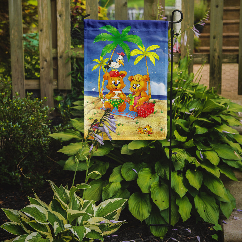 Teddy Bears Picnic on the Beach Garden Flag Mailbox Decorative Yard Banner Outside Patio Artwork for Flower Beds, Garden Size, Multicolor