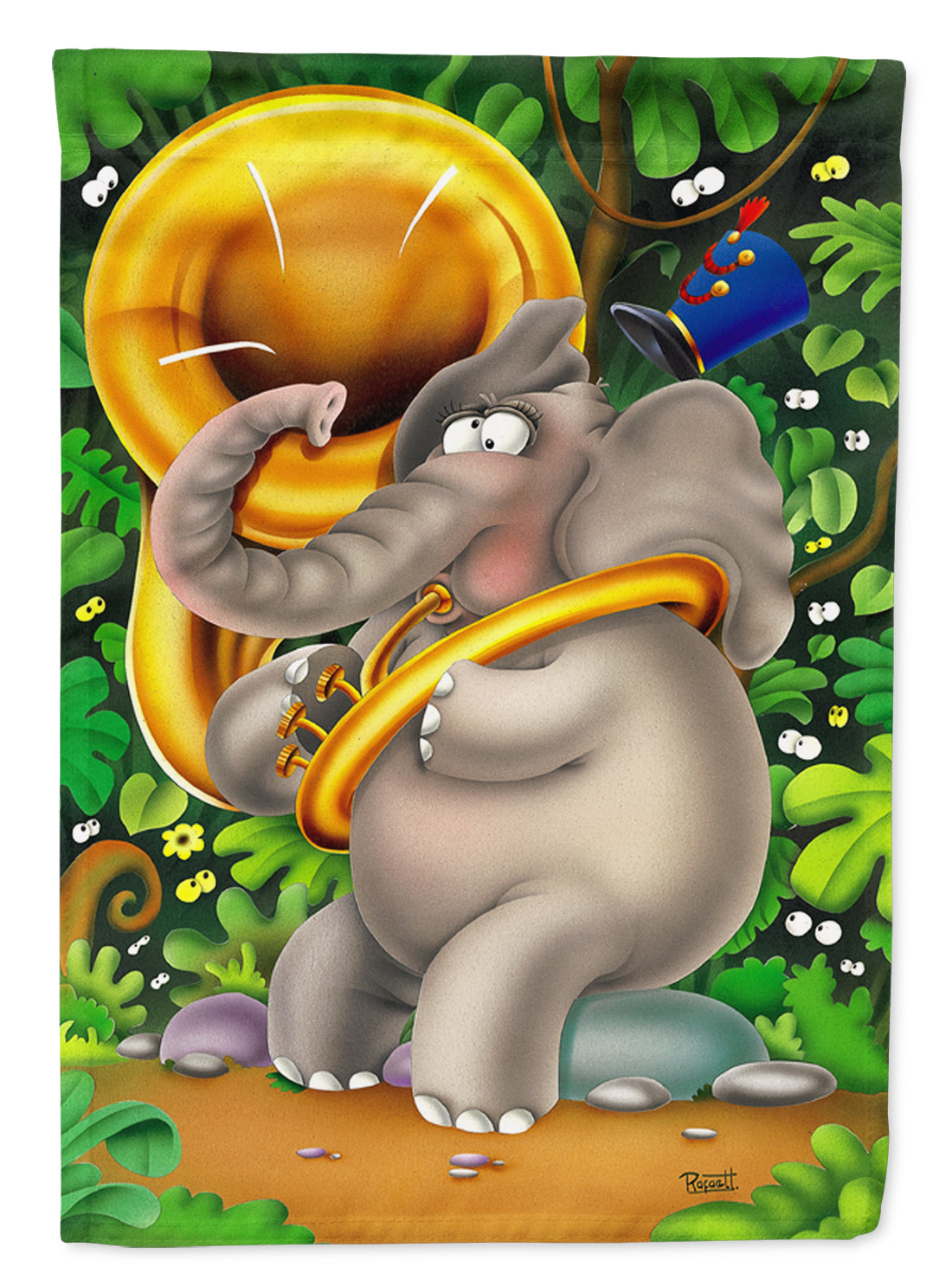 Elephant playing the Tuba Garden Flag Mailbox Decorative Yard Banner Outside Patio Artwork for Flower Beds, Garden Size, Multicolor