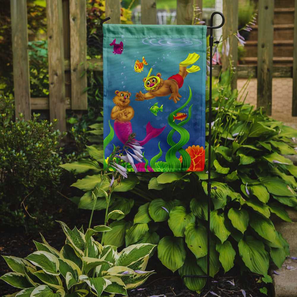 Teddy Bear Mermaid and Diver Garden Flag Mailbox Decorative Yard Banner Outside Patio Artwork for Flower Beds, Garden Size, Multicolor