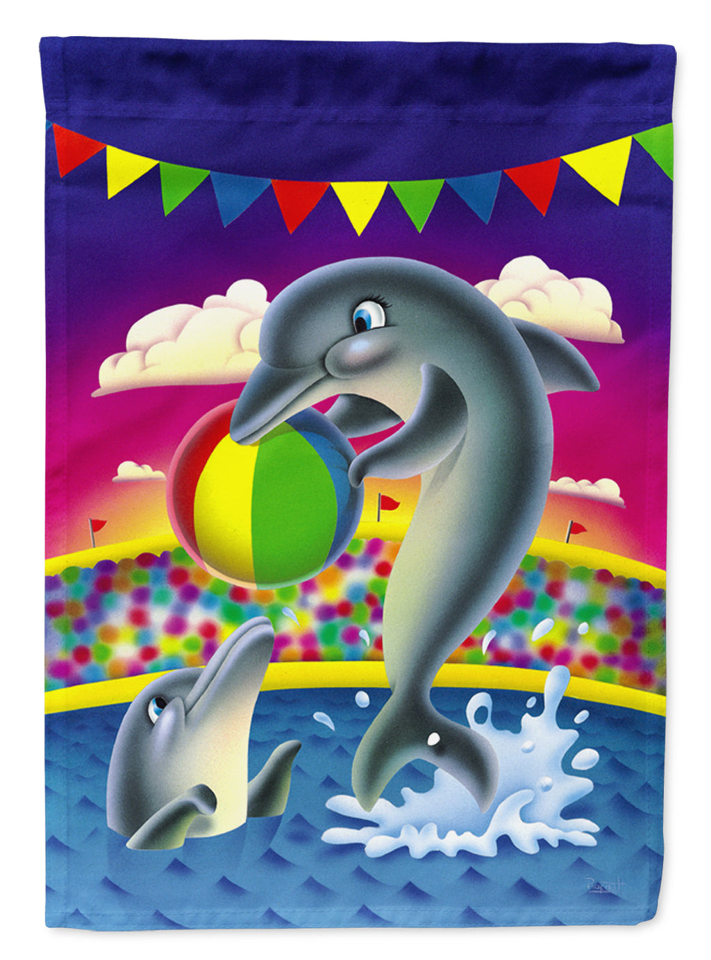 Dolphins performing for the crowds Garden Flag Mailbox Decorative Yard Banner Outside Patio Artwork for Flower Beds, Garden Size, Multicolor