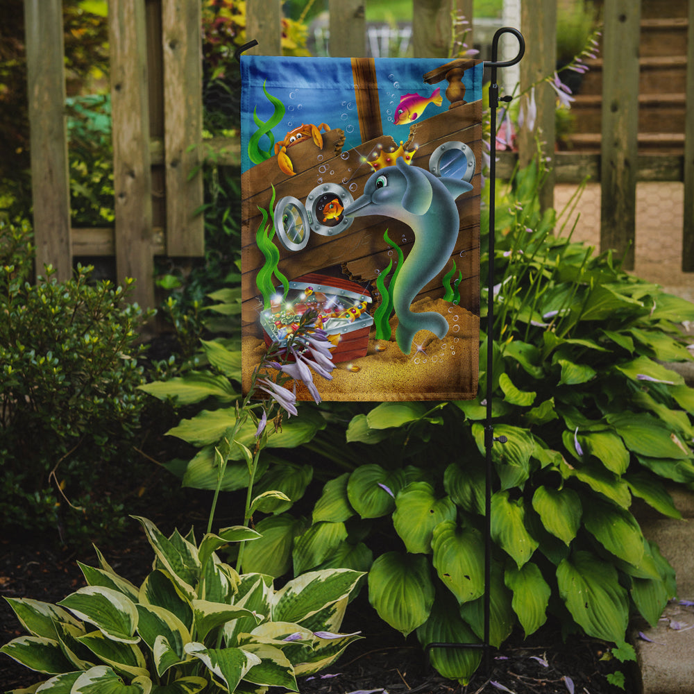 Dolphins Treasure Chest Garden Flag Mailbox Decorative Yard Banner Outside Patio Artwork for Flower Beds, Garden Size, Multicolor