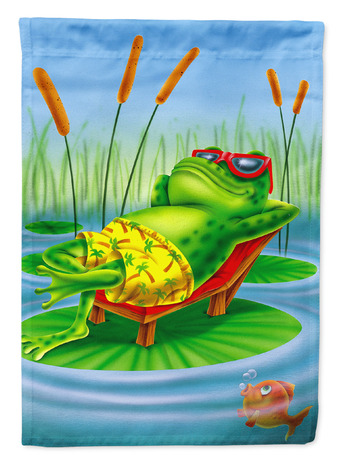 Frog Chilaxin on the Lilly Pad Garden Flag Mailbox Decorative Yard Banner Outside Patio Artwork for Flower Beds, Garden Size, Multicolor