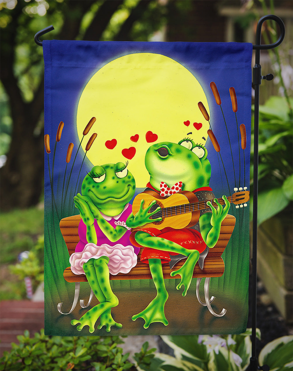 Frog Love Songs Garden Flag Mailbox Decorative Yard Banner Outside Patio Artwork for Flower Beds, Garden Size, Multicolor
