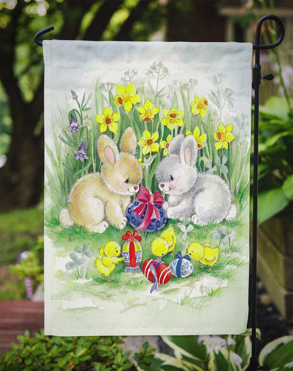 Easter Bunnies with Eggs Garden Flag Mailbox Decorative Yard Banner Outside Patio Artwork for Flower Beds, Garden Size, Multicolor