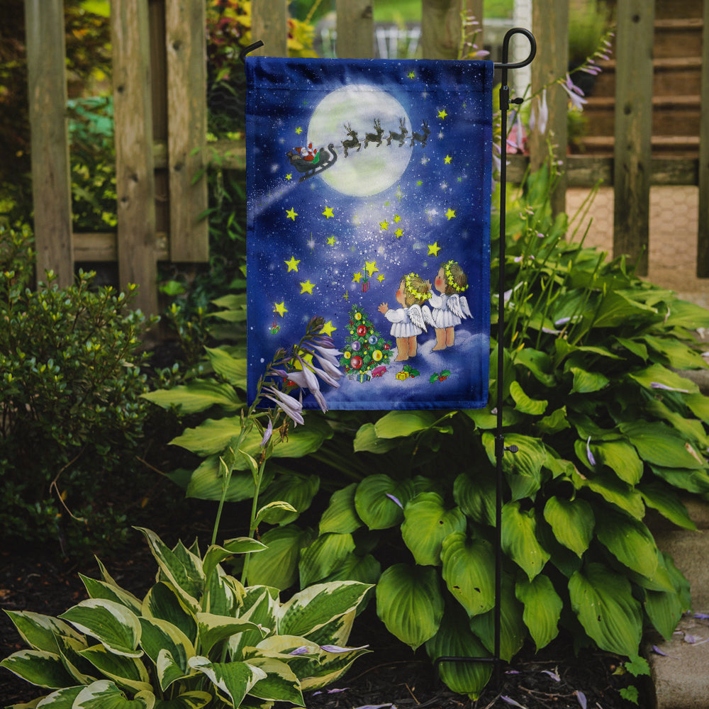 Angels watching Santa Claus Garden Flag Mailbox Decorative Yard Banner Outside Patio Artwork for Flower Beds, Garden Size, Multicolor