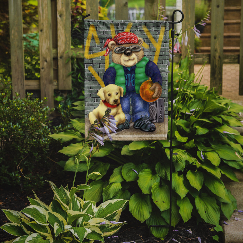 Teddy Bear and his Lab Garden Flag Mailbox Decorative Yard Banner Outside Patio Artwork for Flower Beds, Garden Size, Multicolor
