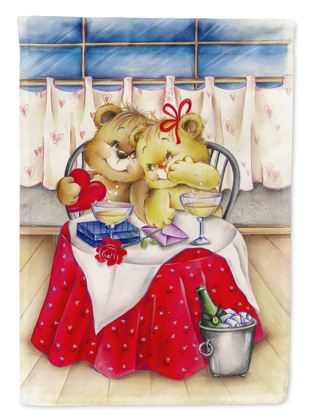 Teddy Bears In Love Valentine's Day Garden Flag Mailbox Decorative Yard Banner Outside Patio Artwork for Flower Beds, Garden Size, Multicolor