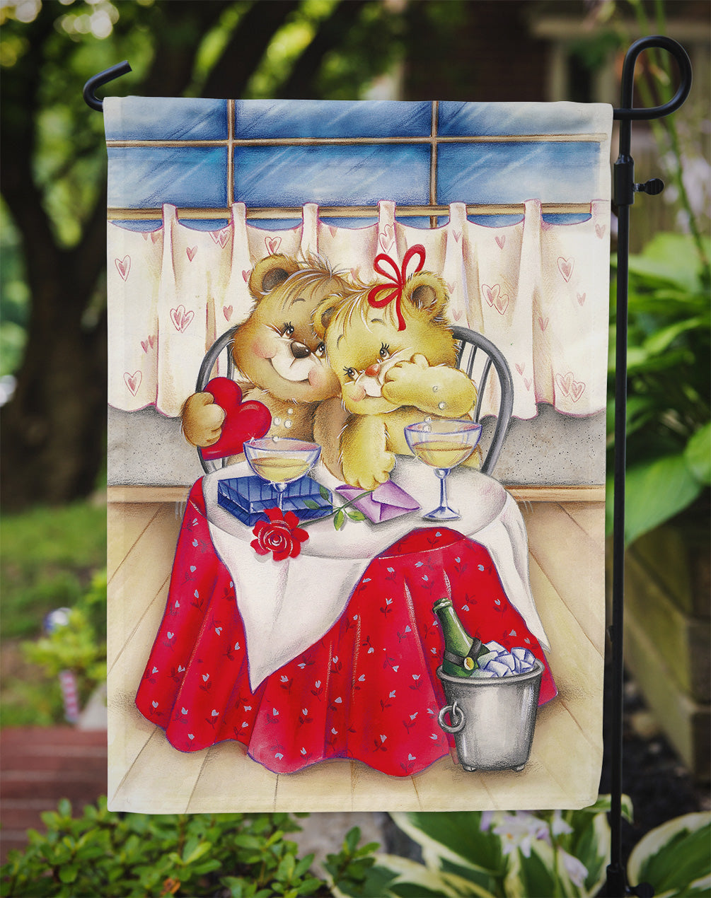 Teddy Bears In Love Valentine's Day Garden Flag Mailbox Decorative Yard Banner Outside Patio Artwork for Flower Beds, Garden Size, Multicolor