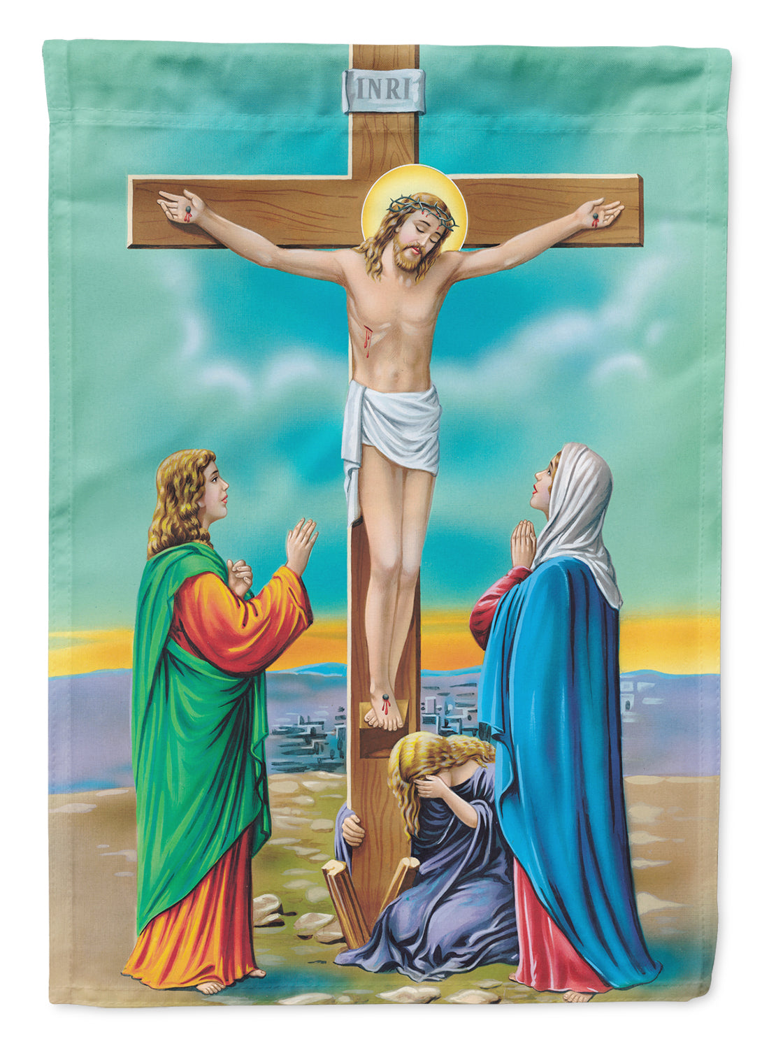 Jesus on the Cross Crucifixion Garden Flag Mailbox Decorative Yard Banner Outside Patio Artwork for Flower Beds, Garden Size, Multicolor