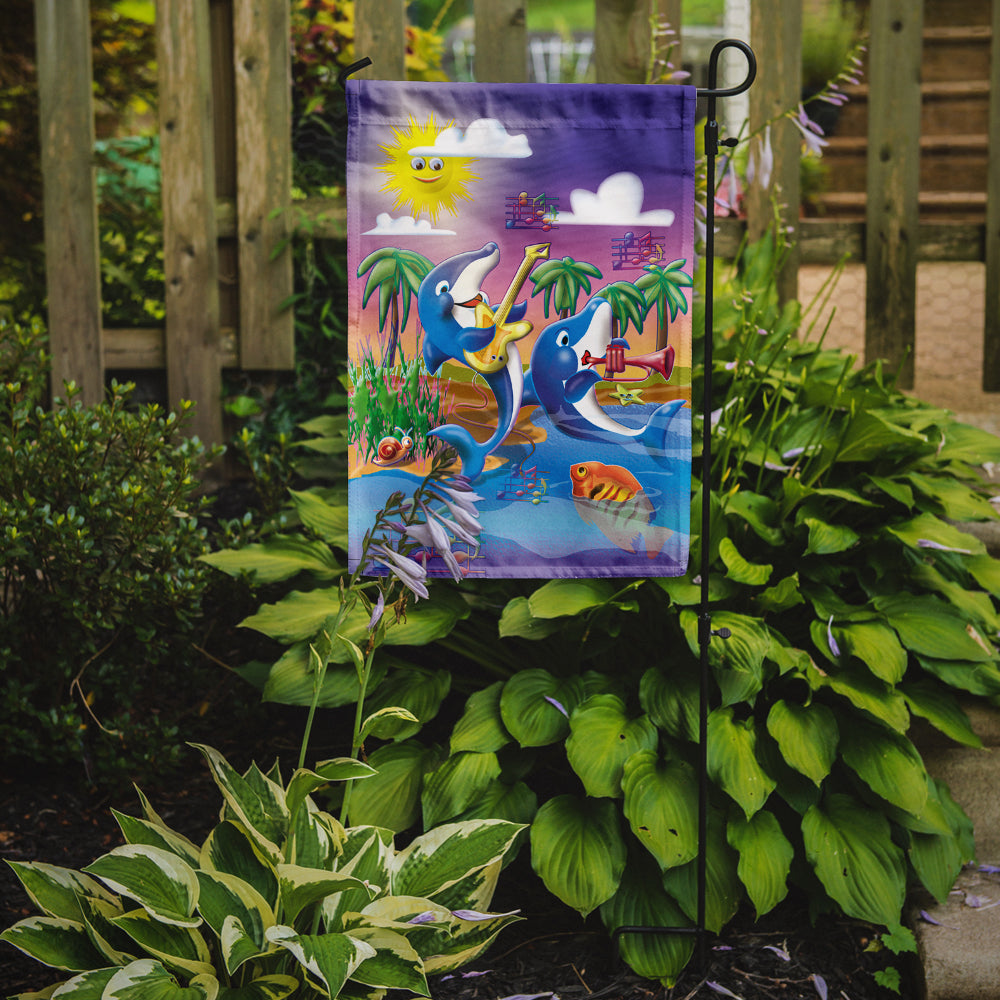 Dolphin's Playing Music Garden Flag Mailbox Decorative Yard Banner Outside Patio Artwork for Flower Beds, Garden Size, Multicolor
