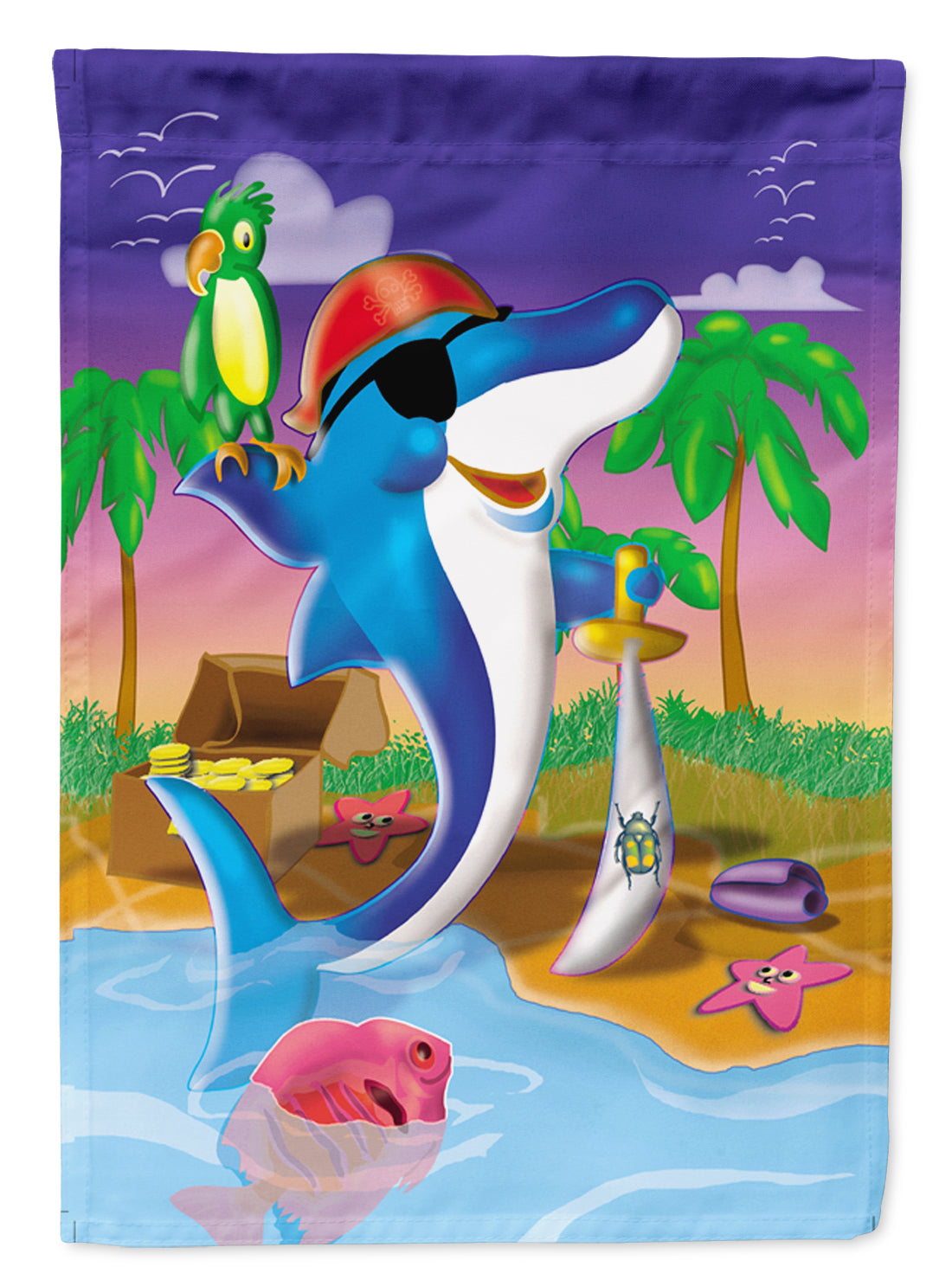 Dolphin Pirate Garden Flag Mailbox Decorative Yard Banner Outside Patio Artwork for Flower Beds, Garden Size, Multicolor