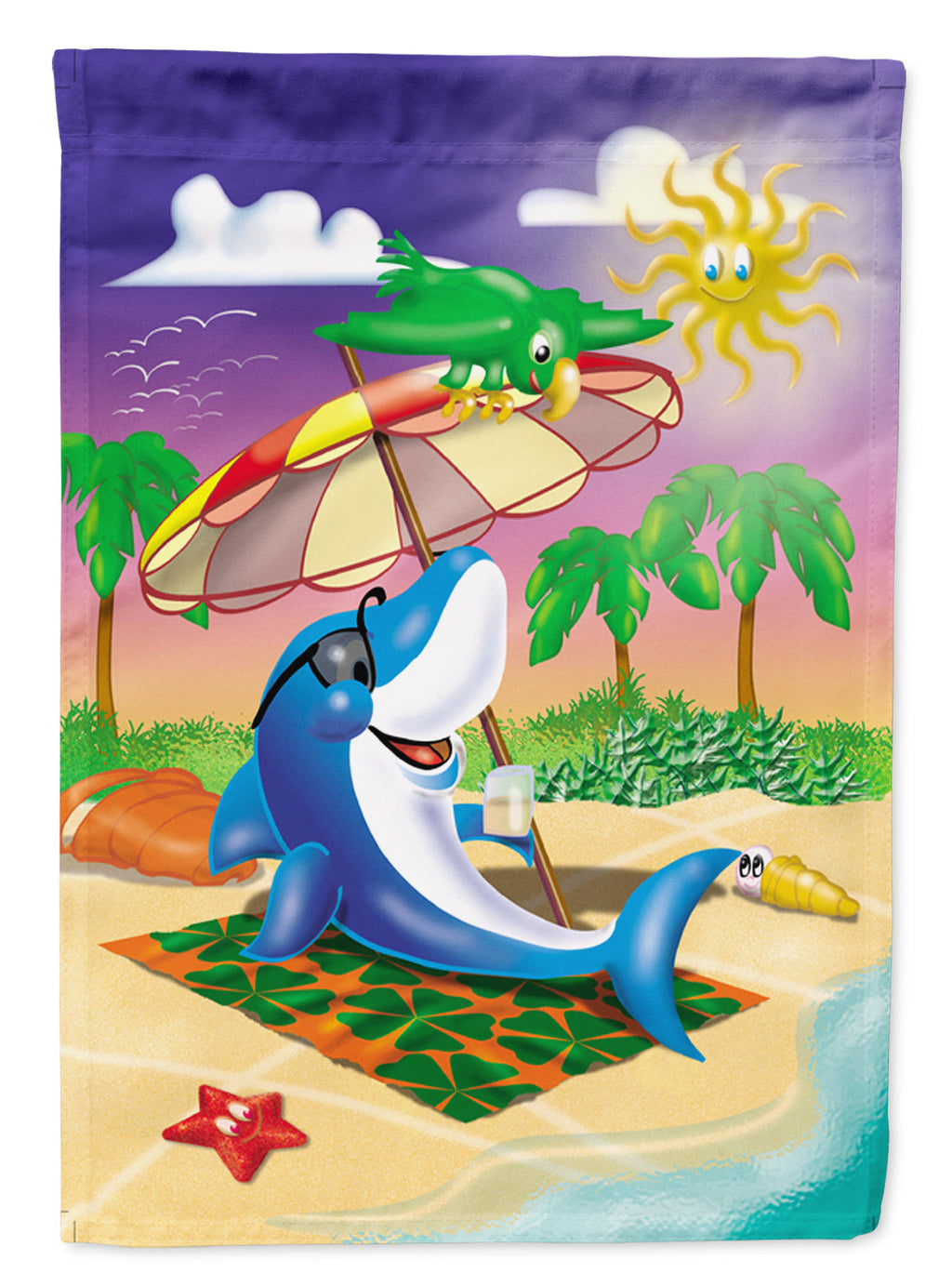 Dolphin Sunning on the Beach Garden Flag Mailbox Decorative Yard Banner Outside Patio Artwork for Flower Beds, Garden Size, Multicolor
