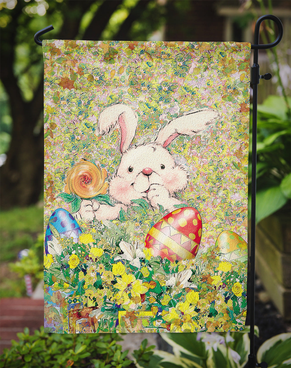 Easter Bunny and Eggs Garden Flag Mailbox Decorative Yard Banner Outside Patio Artwork for Flower Beds, Garden Size, Multicolor