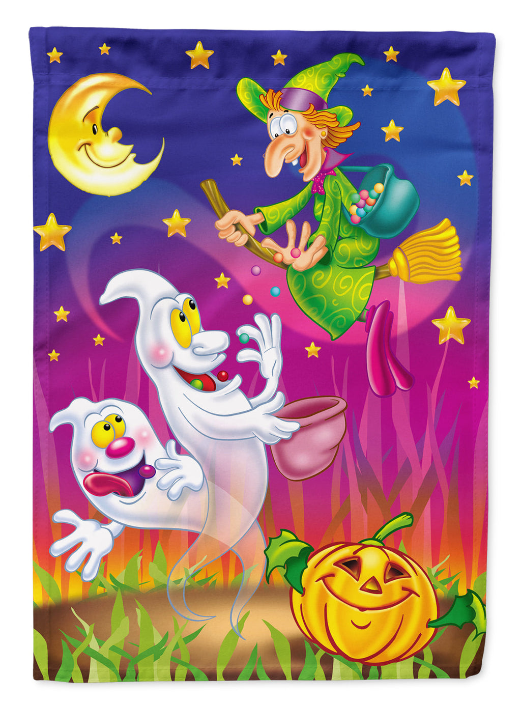 Witch and Ghosts Halloween Garden Flag Mailbox Decorative Yard Banner Outside Patio Artwork for Flower Beds, Garden Size, Multicolor