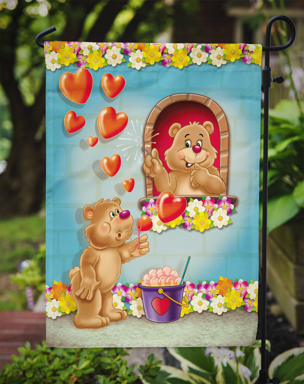 Teddy Bear Romeo and Juliet Love Garden Flag Mailbox Decorative Yard Banner Outside Patio Artwork for Flower Beds, Garden Size, Multicolor