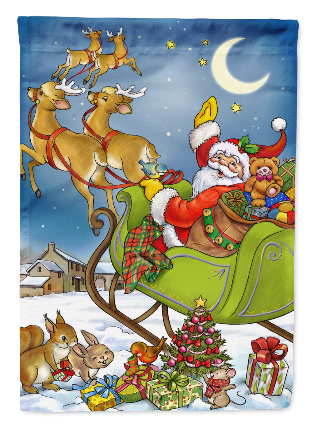 Christmas Santa taking Off Garden Flag Mailbox Decorative Yard Banner Outside Patio Artwork for Flower Beds, Garden Size, Multicolor