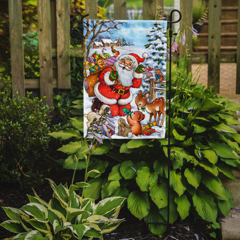 Christmas Santa Forrest Friends Garden Flag Mailbox Decorative Yard Banner Outside Patio Artwork for Flower Beds, Garden Size, Multicolor