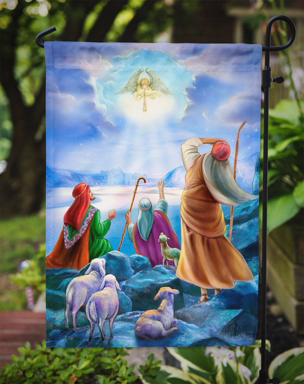 The Shepherds and Angels Appeared Garden Flag Mailbox Decorative Yard Banner Outside Patio Artwork for Flower Beds, Garden Size, Multicolor