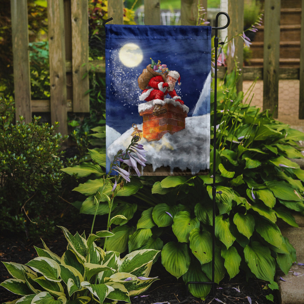Christmas Santa Claus in the Chimney Garden Flag Mailbox Decorative Yard Banner Outside Patio Artwork for Flower Beds, Garden Size, Multicolor