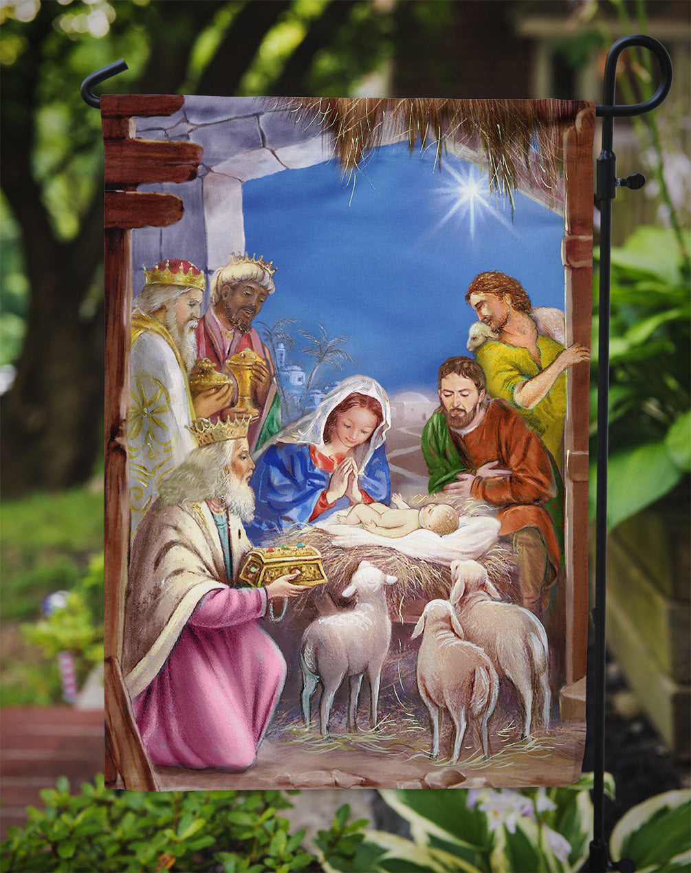 The Wise Men at the Nativity Christmas Garden Flag Mailbox Decorative Yard Banner Outside Patio Artwork for Flower Beds, Garden Size, Multicolor