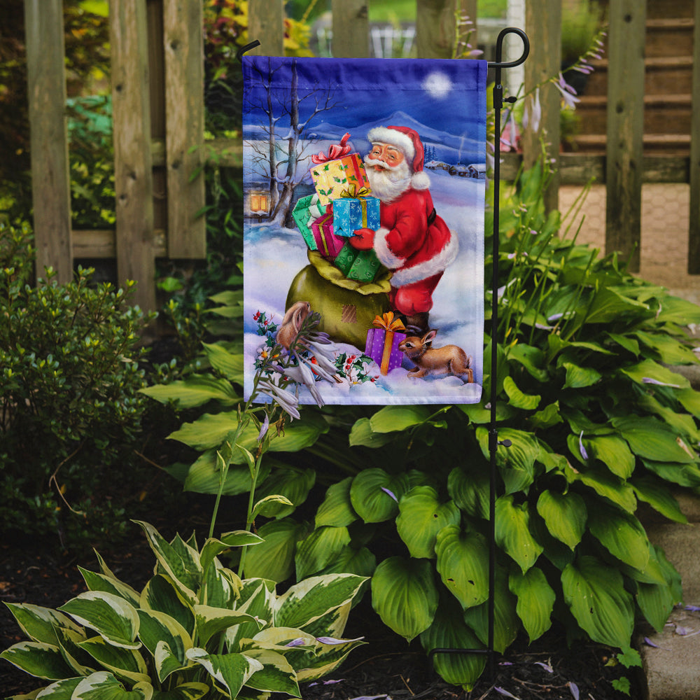 Christmas Santa Claus with Rabbits Garden Flag Mailbox Decorative Yard Banner Outside Patio Artwork for Flower Beds, Garden Size, Multicolor