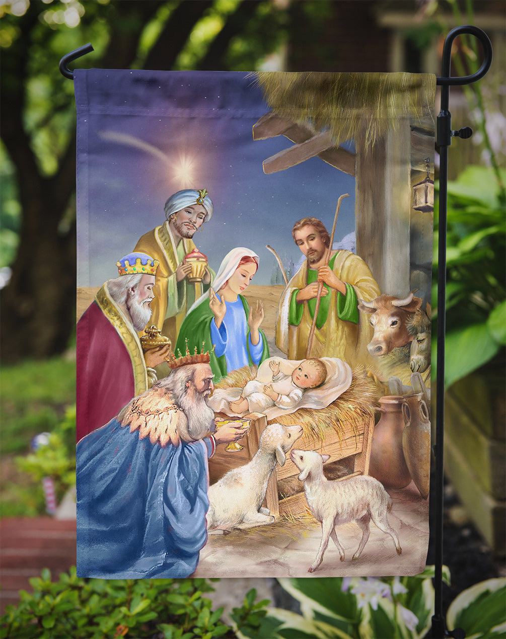 Christmas Nativity with Wise Men Garden Flag Mailbox Decorative Yard Banner Outside Patio Artwork for Flower Beds, Garden Size, Multicolor