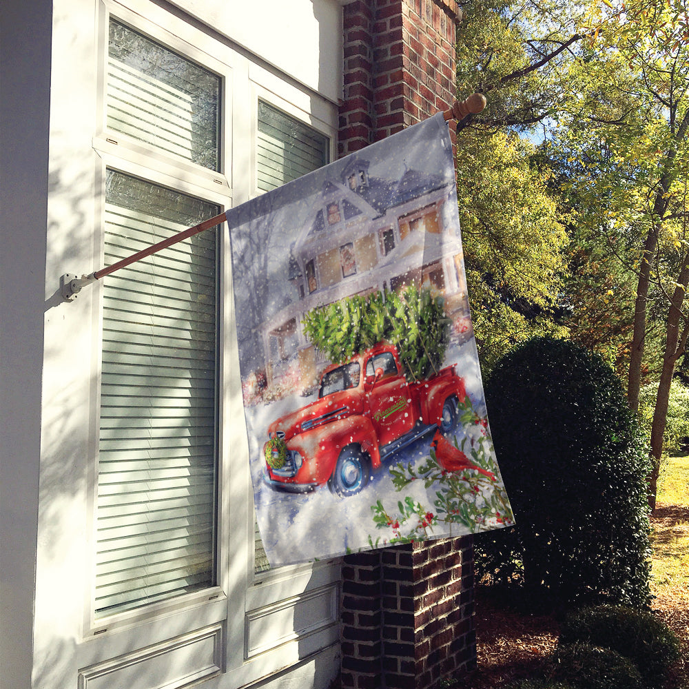 Vintage Farm Truck and Christmas Tree House Flag 28x40 Porch Sleeve Pole Decorative Outside Yard Banner Artwork Wall Hanging, Polyester