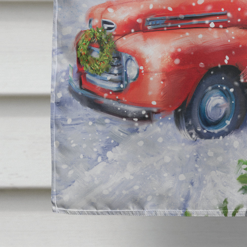 Vintage Farm Truck and Christmas Tree House Flag 28x40 Porch Sleeve Pole Decorative Outside Yard Banner Artwork Wall Hanging, Polyester