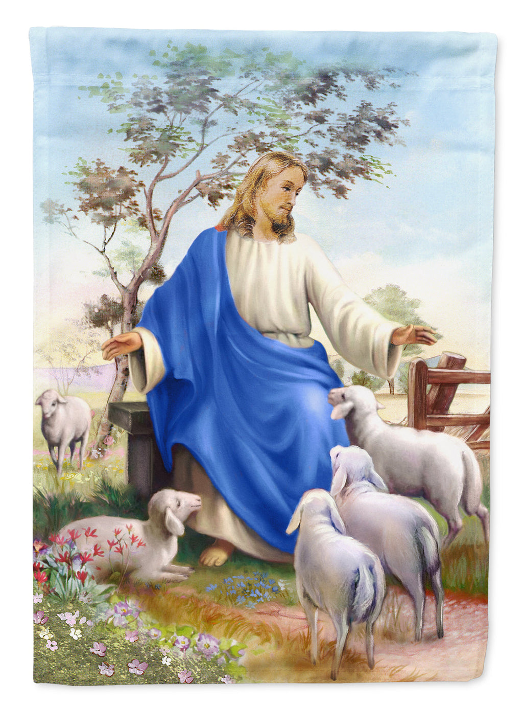 Jesus and his flock of sheep Garden Flag Mailbox Decorative Yard Banner Outside Patio Artwork for Flower Beds, Garden Size, Multicolor