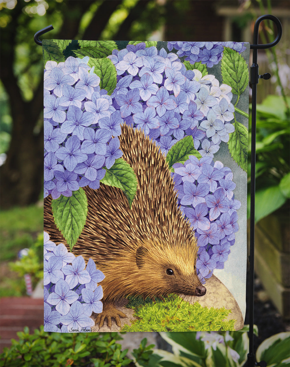 Hedgehog & Hydrangea Garden Flag Mailbox Decorative Yard Banner Outside Patio Artwork for Flower Beds, Garden Size, Multicolor