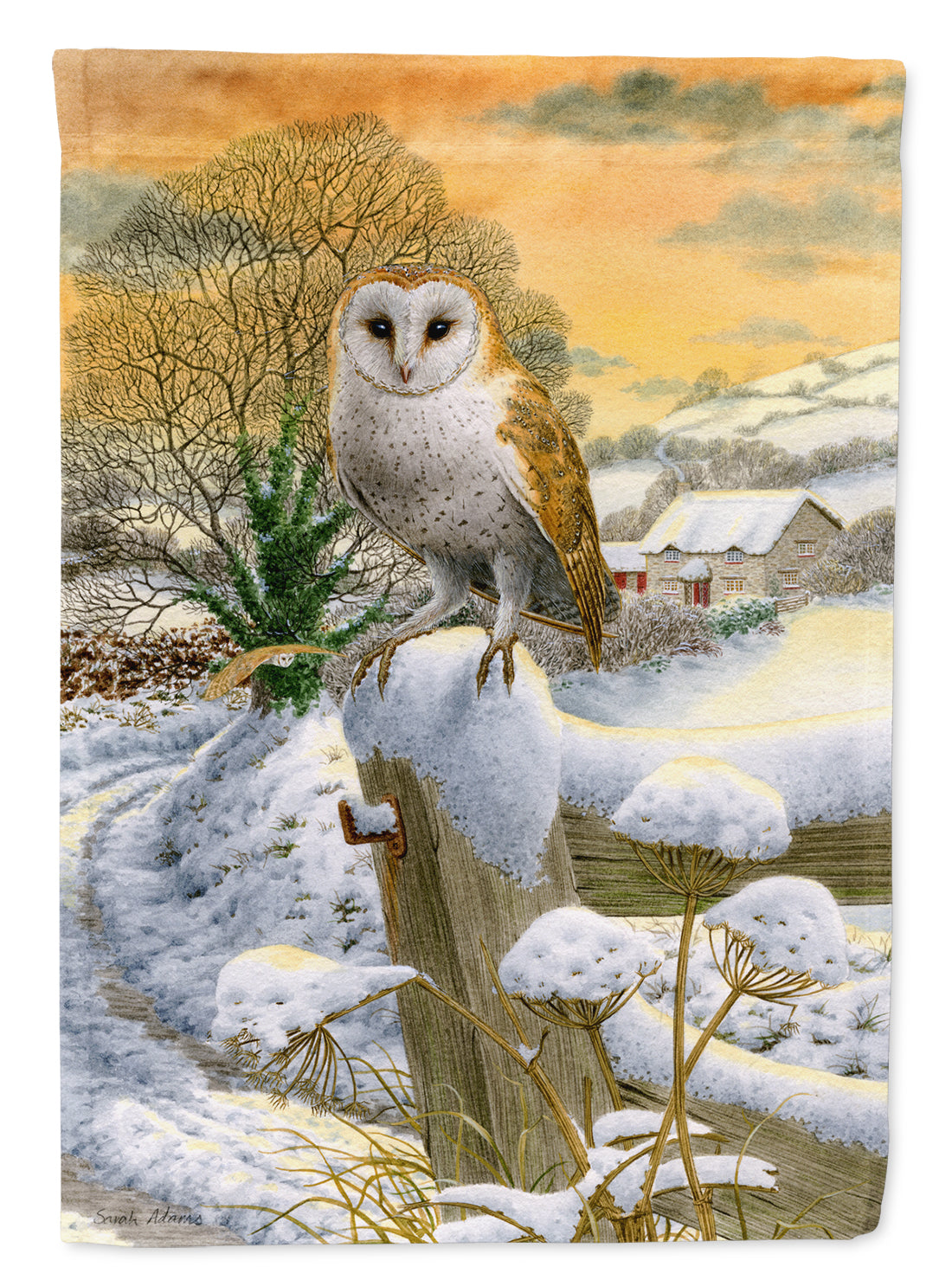 Sunset Barn Owl Garden Flag Mailbox Decorative Yard Banner Outside Patio Artwork for Flower Beds, Garden Size, Multicolor