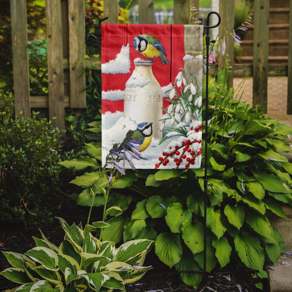 Eurasian Blue Tits Birds & Milk Bottles Garden Flag Mailbox Decorative Yard Banner Outside Patio Artwork for Flower Beds, Garden Size, Multicolor