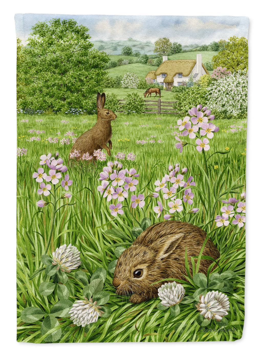 Leveret and Momma Rabbit Garden Flag Mailbox Decorative Yard Banner Outside Patio Artwork for Flower Beds, Garden Size, Multicolor