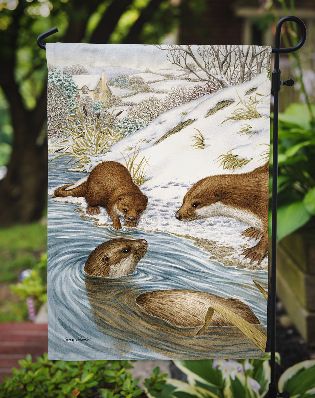 Otter at Play Garden Flag Mailbox Decorative Yard Banner Outside Patio Artwork for Flower Beds, Garden Size, Multicolor