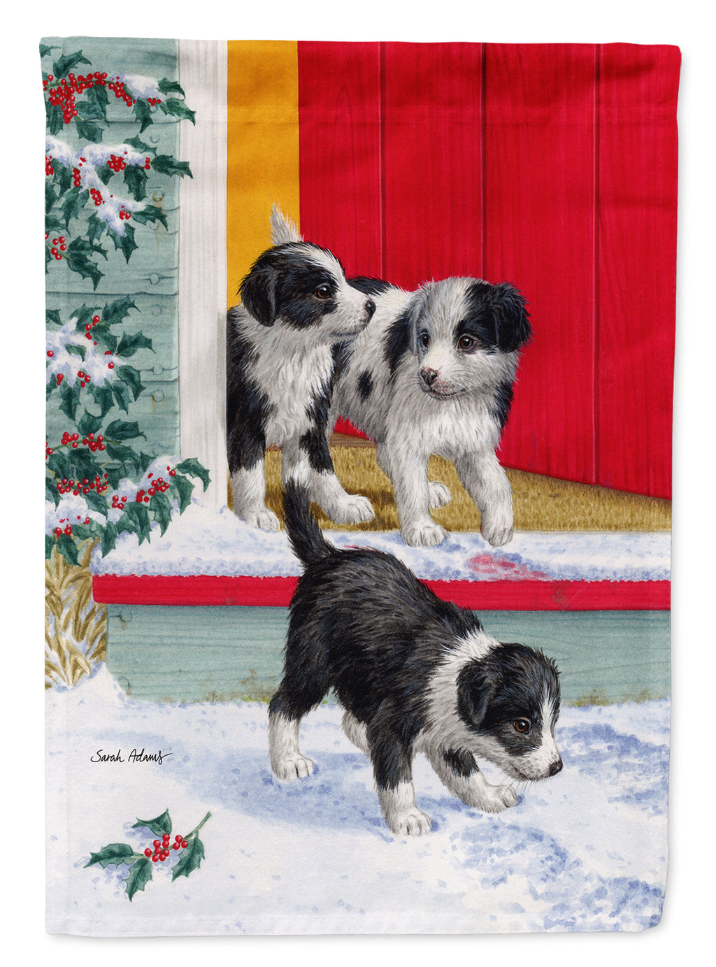 Christmas Border Collie Pups Garden Flag Mailbox Decorative Yard Banner Outside Patio Artwork for Flower Beds, Garden Size, Multicolor