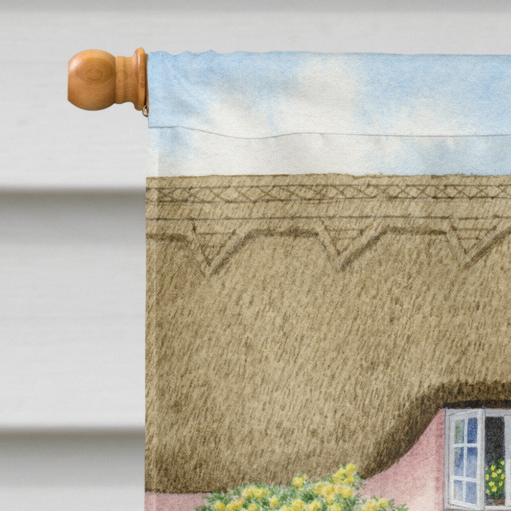 Birman Cat and Cottage House Flag 28x40 Porch Sleeve Pole Decorative Outside Yard Banner Artwork Wall Hanging, Polyester