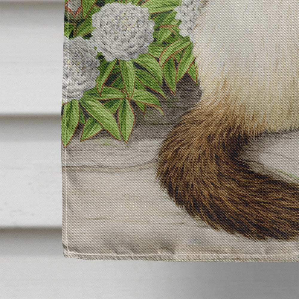 Birman Cat and Cottage House Flag 28x40 Porch Sleeve Pole Decorative Outside Yard Banner Artwork Wall Hanging, Polyester