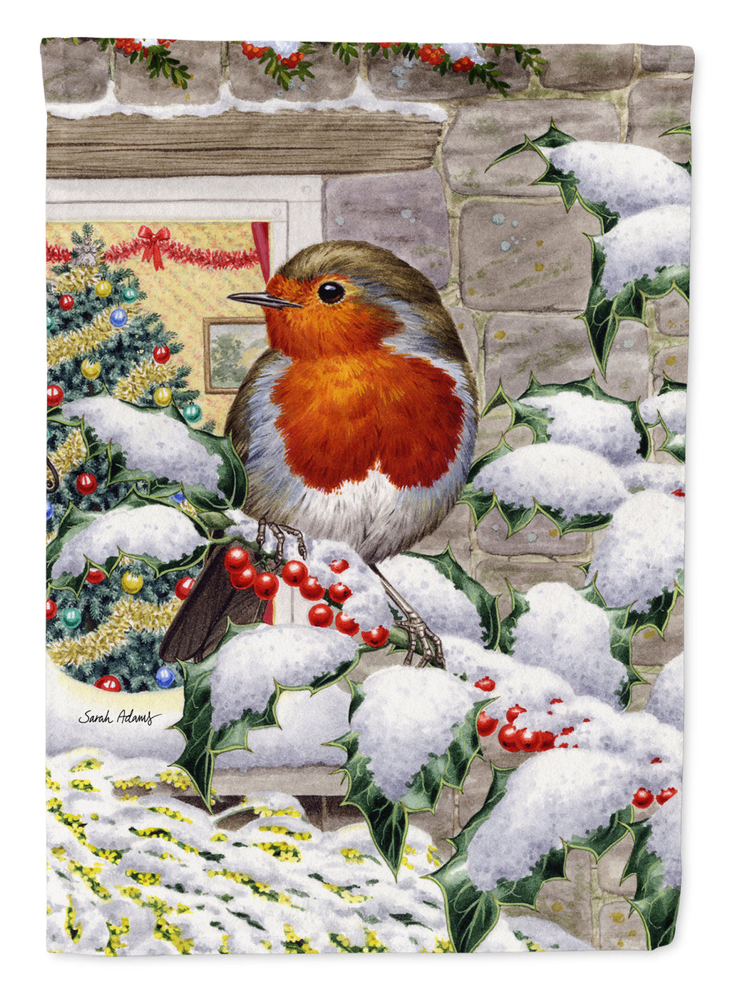 European Robin at the Window Garden Flag Mailbox Decorative Yard Banner Outside Patio Artwork for Flower Beds, Garden Size, Multicolor