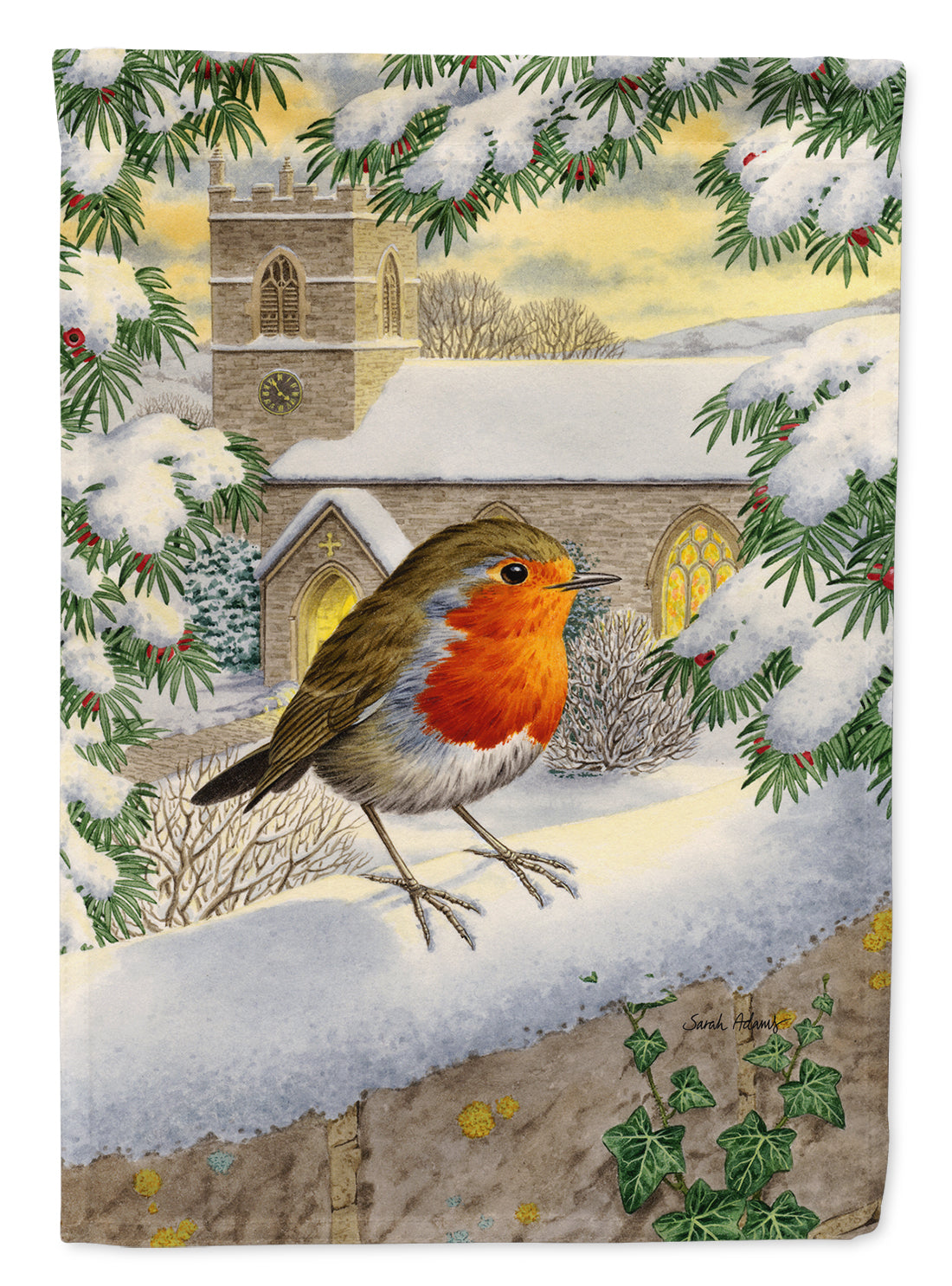 European Robin Waiting Garden Flag Mailbox Decorative Yard Banner Outside Patio Artwork for Flower Beds, Garden Size, Multicolor