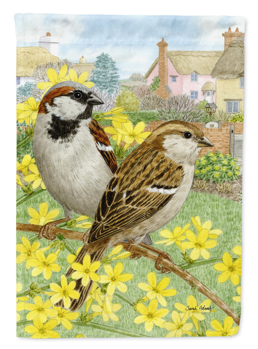 House Sparrows Garden Flag Mailbox Decorative Yard Banner Outside Patio Artwork for Flower Beds, Garden Size, Multicolor