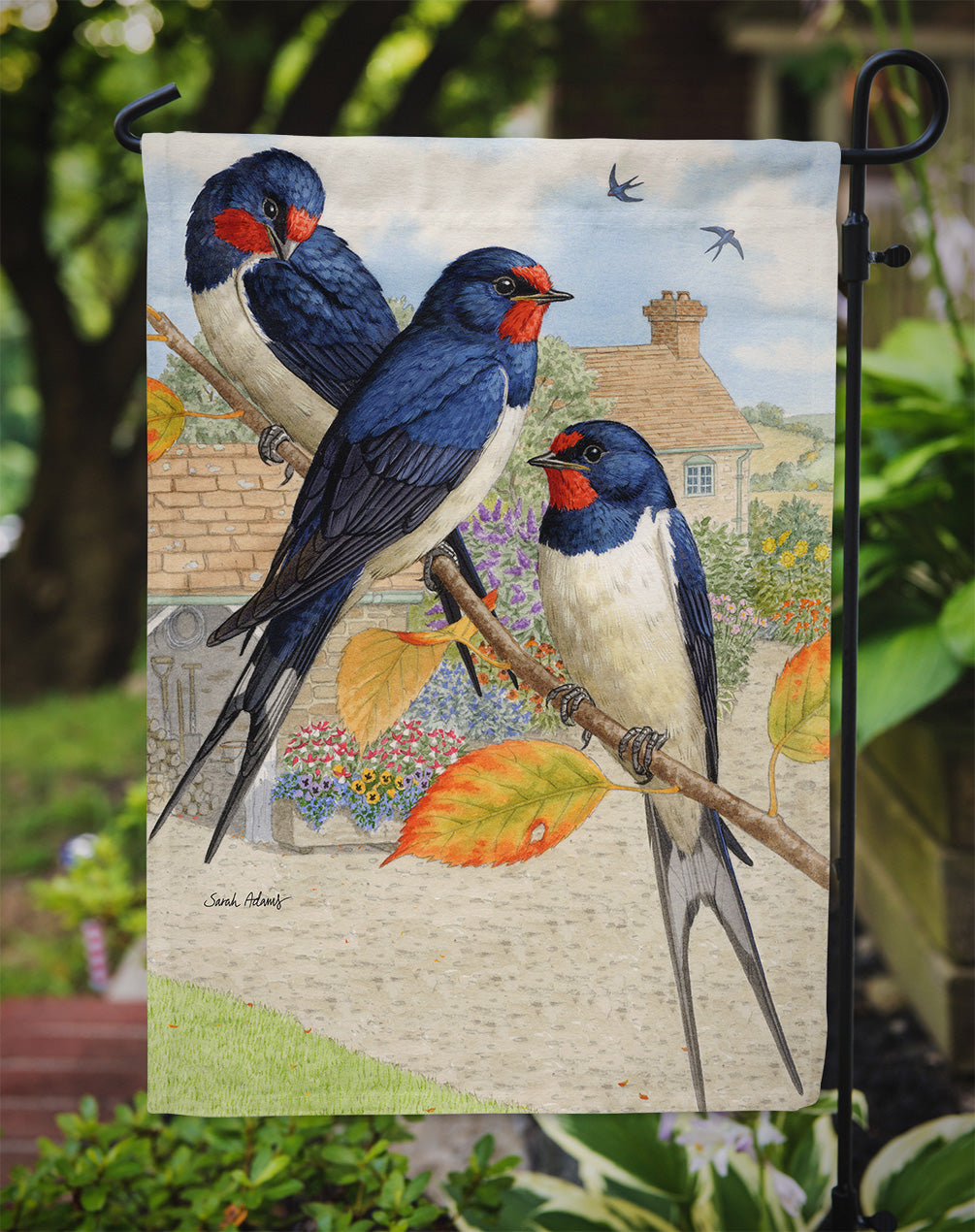 Barn Swallows Garden Flag Mailbox Decorative Yard Banner Outside Patio Artwork for Flower Beds, Garden Size, Multicolor