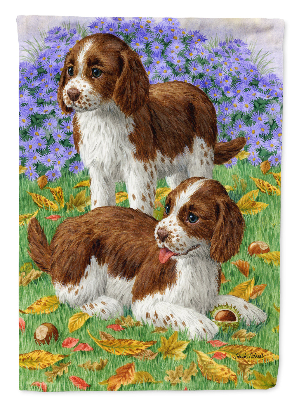 Welsh Springer Spaniel Pups Garden Flag Mailbox Decorative Yard Banner Outside Patio Artwork for Flower Beds, Garden Size, Multicolor