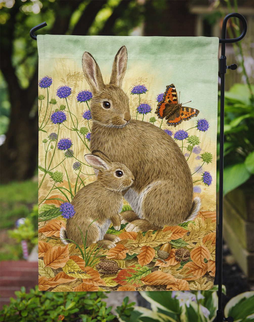 Rabbit & Baby Garden Flag Mailbox Decorative Yard Banner Outside Patio Artwork for Flower Beds, Garden Size, Multicolor