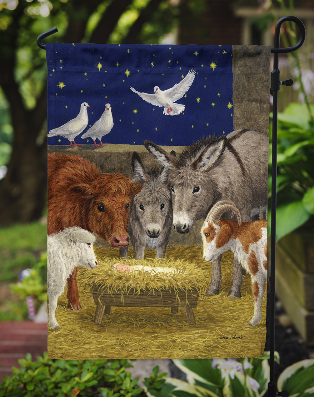 Nativity Scene with just animals Garden Flag Mailbox Decorative Yard Banner Outside Patio Artwork for Flower Beds, Garden Size, Multicolor