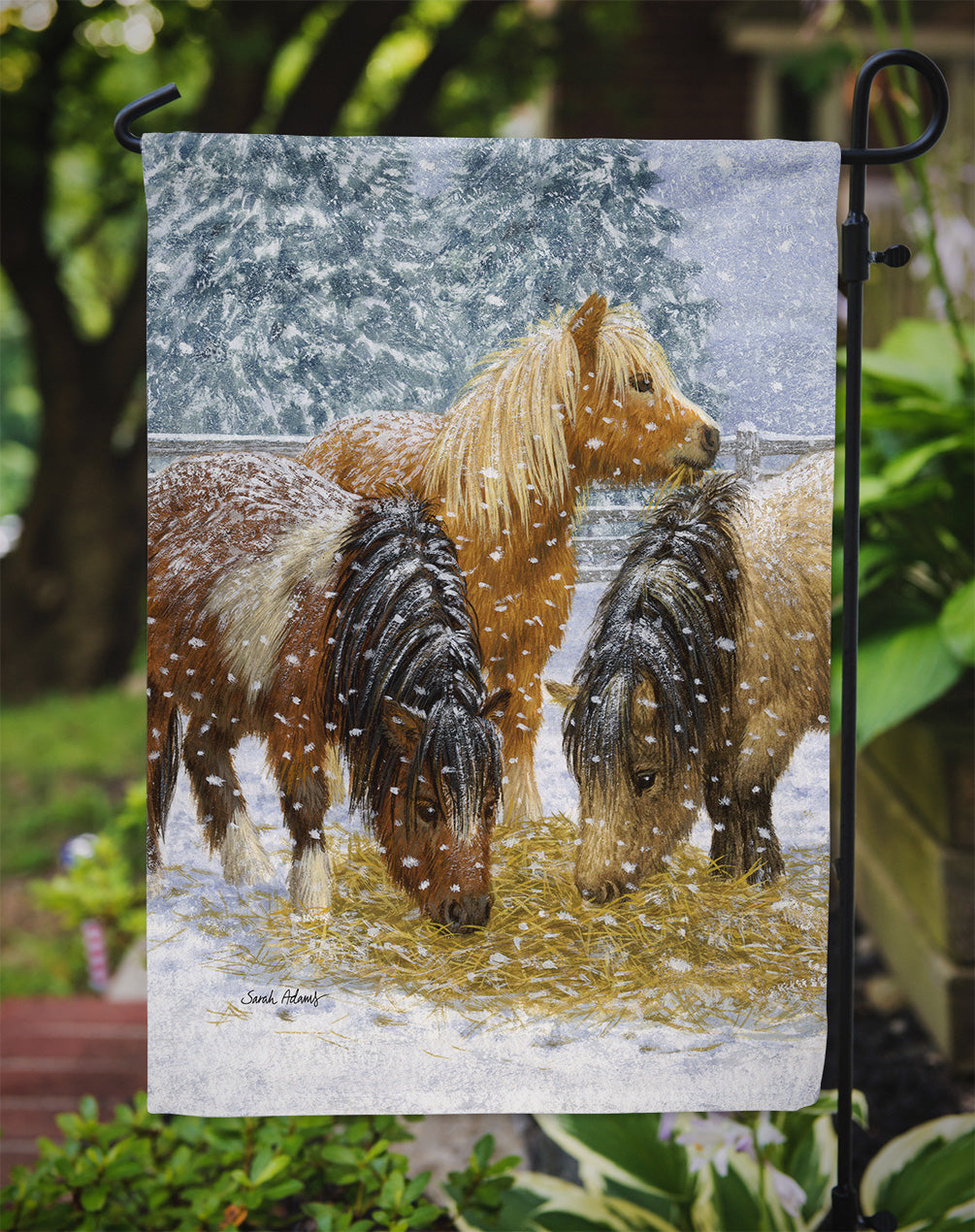 Shetland Ponies Garden Flag Mailbox Decorative Yard Banner Outside Patio Artwork for Flower Beds, Garden Size, Multicolor
