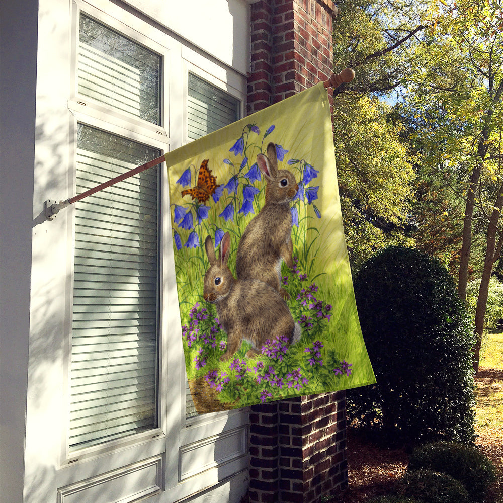 Rabbits House Flag 28x40 Porch Sleeve Pole Decorative Outside Yard Banner Artwork Wall Hanging, Polyester