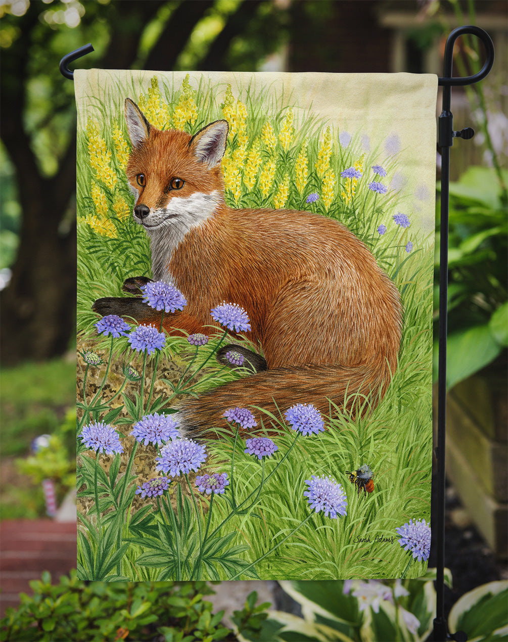 Springtime Fox Garden Flag Mailbox Decorative Yard Banner Outside Patio Artwork for Flower Beds, Garden Size, Multicolor