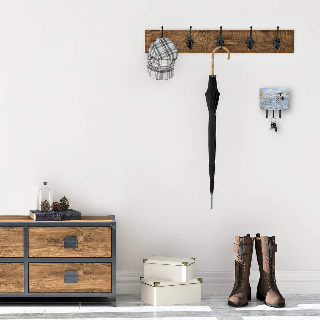 Avocet Leash or Key Holder Wall Hooks, Coat Rack Wall Mount, for Hanging Keys, Towels, Aprons, Leashes